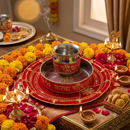 Karwa Chauth Thali Set| Karwachauth Puja Thali Set