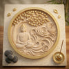Handicraft Buddha Wall Panel, 3D Wood-Carved, Circular, Handcrafted, Bodhi Tree Design