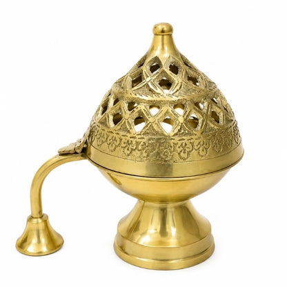 Pure Brass Dhoop Dani Mirror Shinny Polish Burner Round Dhooni Dhoop Dani Incense Elegant and Traditional Pooja Ware for Home and Temple Decoration