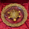 Swastik Decor Golden Tortoise with Glass Plate Wish Fulfilling Feng Shui Golden Turtle Showpiece Vastu Item Kachua for Good Luck (14 x 14 x 3 cm) (Glass & Metal, Golden)